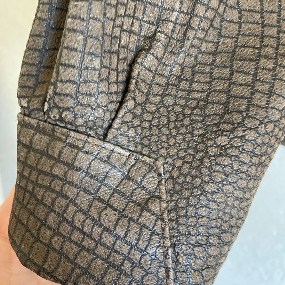 Real leather cropped jacket 1980s vintage brown with no flaws by Nebita - Picture 6 of 8